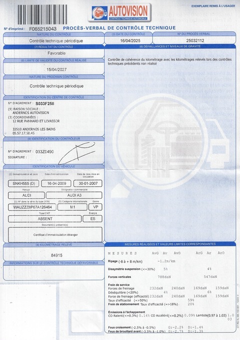 Audi A3 Sportback  1.6 - 102ch Attraction