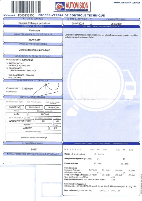 AUDI A3 Sportback  1,4L TFSI 125ch Attraction