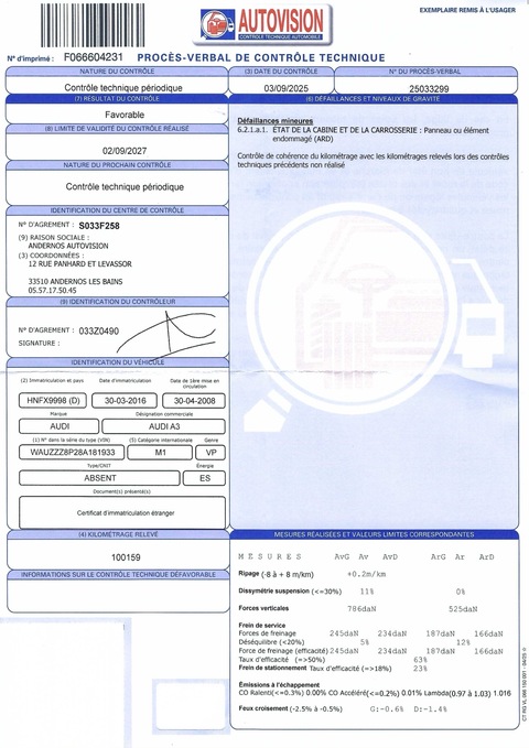 Audi A3 Sportback  1.6 102ch Attraction *100000kms*