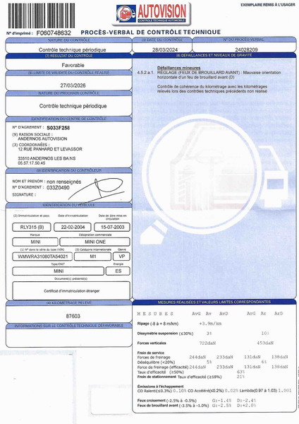 Mini I R53  One 1.6l 90ch