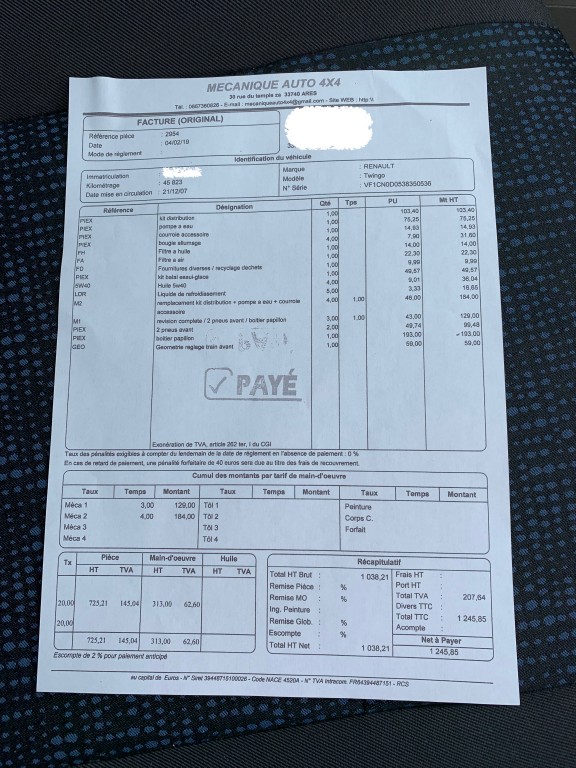 125-2561 RENAULT TWINGO 1,2 - 60ch Twingo 2