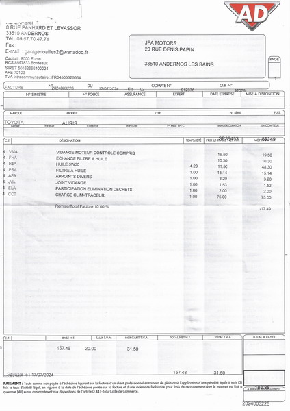 XFact_entretien_Auris SP38452 Toyota Auris 1.6 VVT-i 124ch Luna 5P